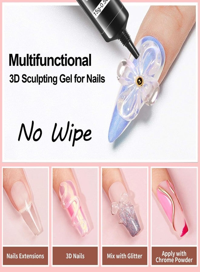 MUSILAN 2PCS 3D Nail Sculpting Gel Nail Art Glue for Nail Art Designs DIY Clear Builder Craving Sculpting Molding Gel for 3D Acrylic Nail Drawing & Painting - Image 3